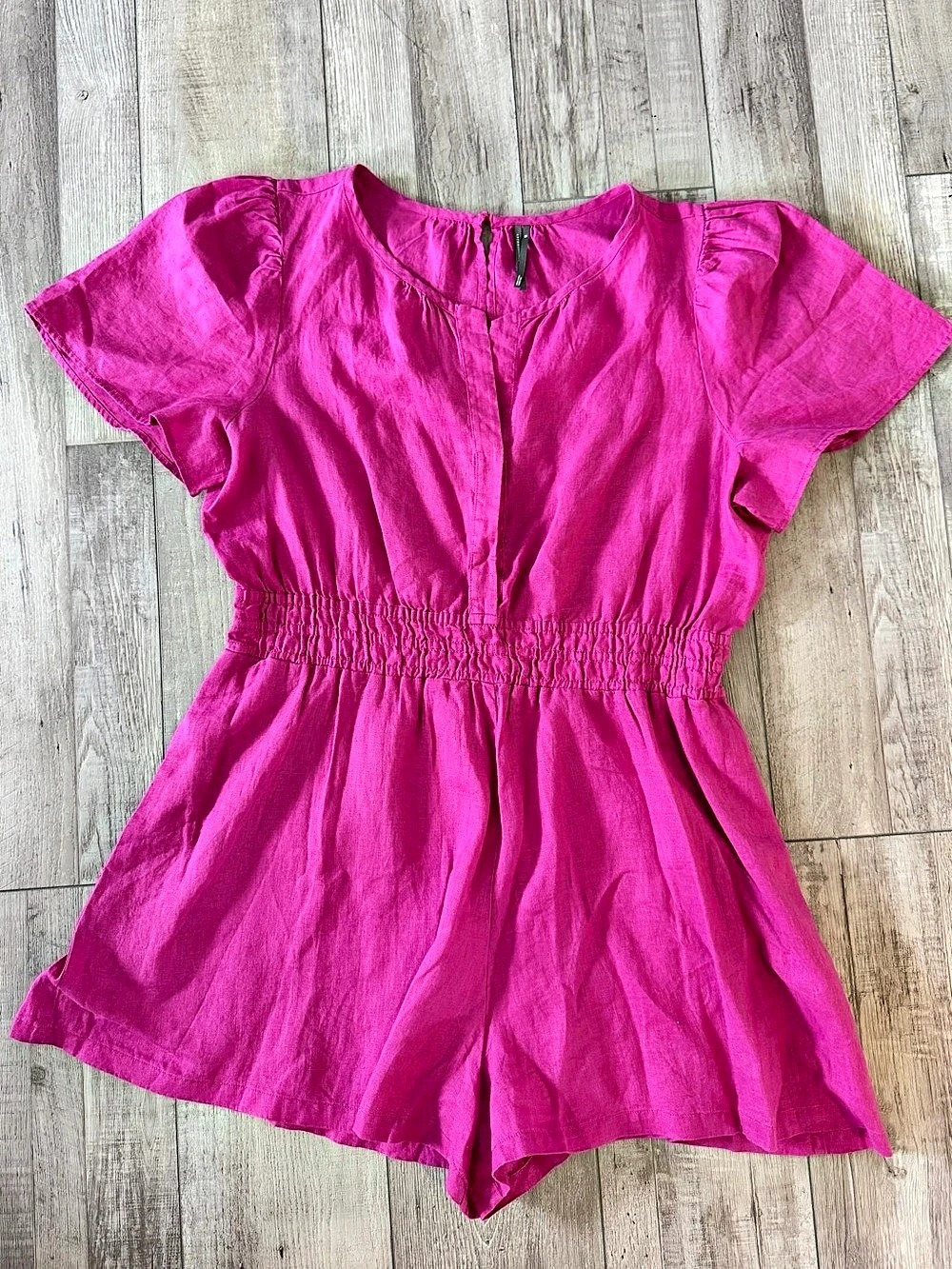 Anthropologie The Somerset Romper: Linen Edition Pink XL